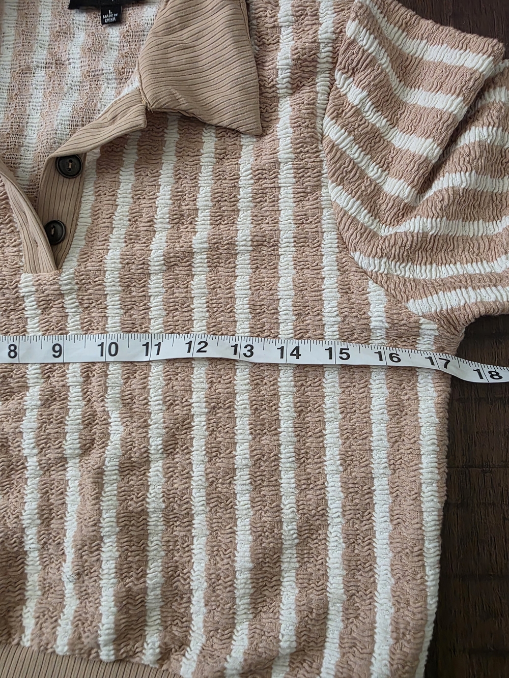 Beige & White Striped Knit Polo Mini Dress - Picture 6 of 8